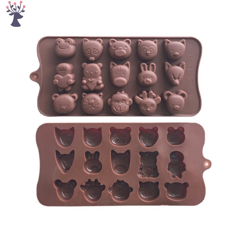 Khuôn Silicone Làm Đá / Xà Phòng 15 Ô Hình Động Vật