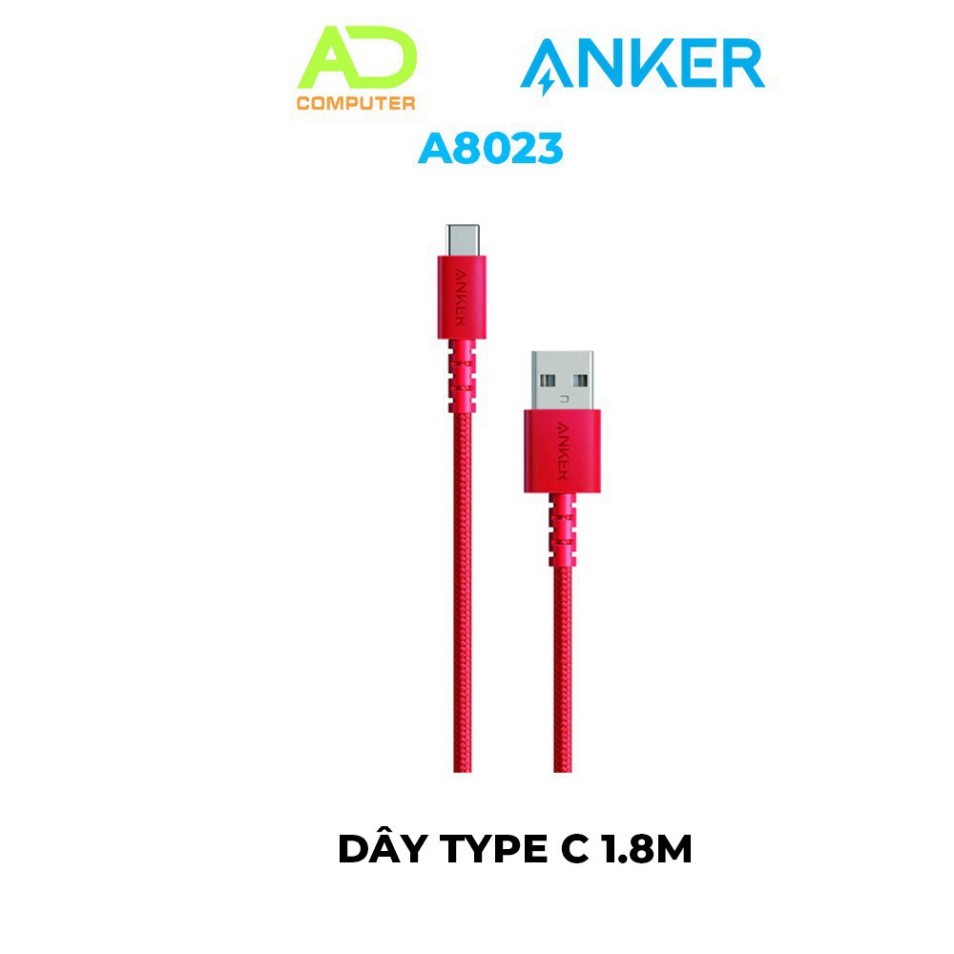 Cáp sạc Type C ANKER PowerLine Select+ USB-C ra USB 2.0 dài 1.8m Hàng Chính Hãng- A8023