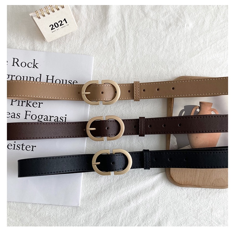 Dây nịt Thắt lưng nữ da pu đơn giản mã 4736 khóa hợp kim mạ vàng