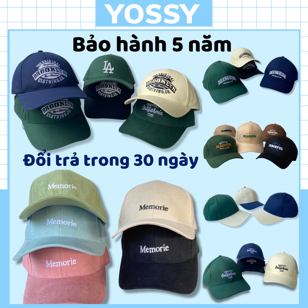 Mũ lưỡi trai nam nữ Yossy thêu chữ phong cách Ulzzang ❤ Nón kết unisex cao cấp