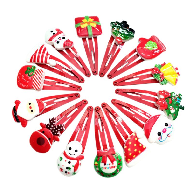 Kẹp Tóc Kim Loại Hình Ông Già Noel Hoạt Hình Dễ Thương Cho Nữ