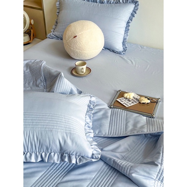 Bộ cotton Linen 4 món chăn trần mềm mịn thấm hú mồ hôi,ga gối chăn trần cotton Linen nhập khẩu cực kì thoáng mát