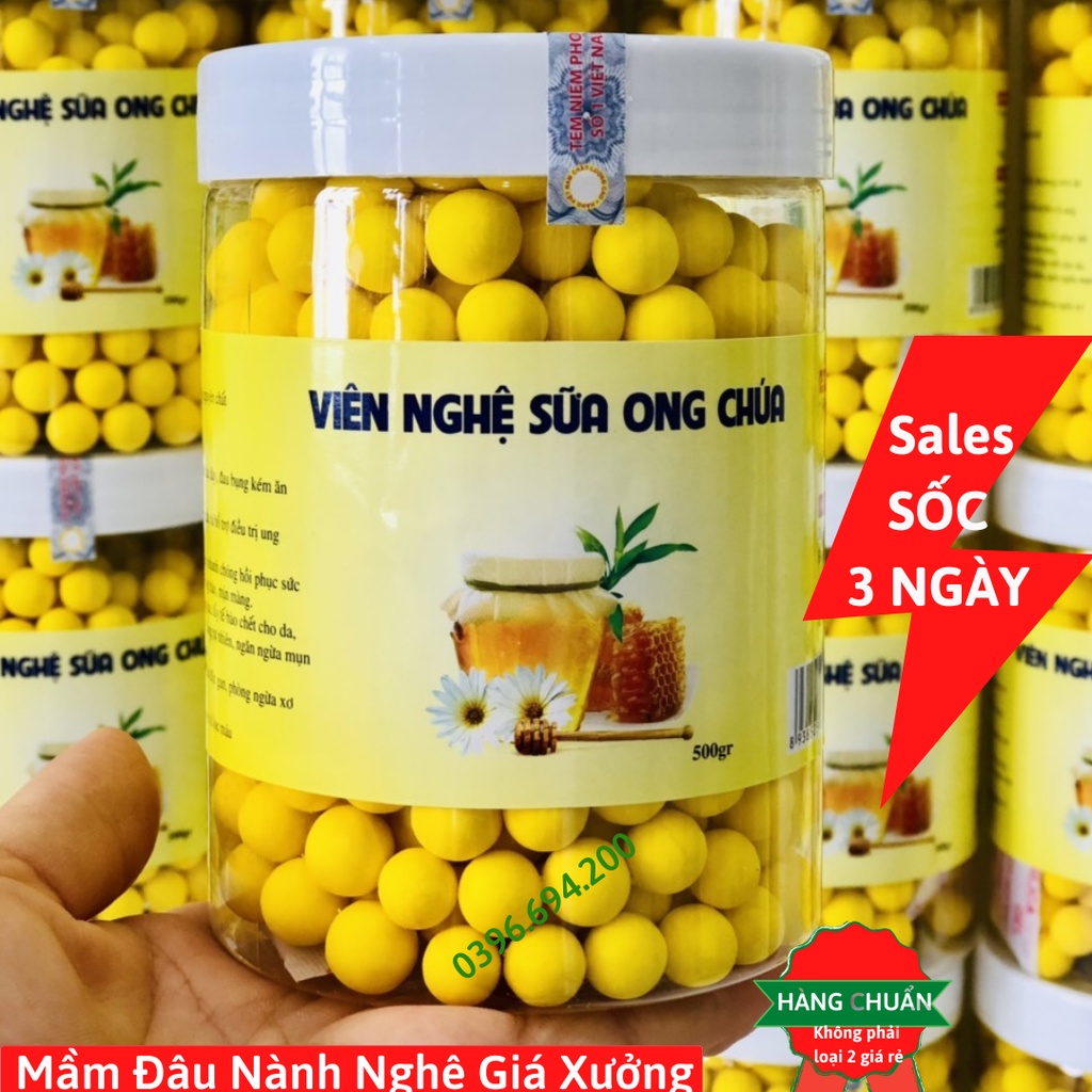 500gr Viên Nghệ Sữa Ong Chúa, Đẹp Da, Giảm Cân, Hỗ Trợ Người Đau Dạ Dày, Có Chứng Nhận An Toàn Thực Phẩm