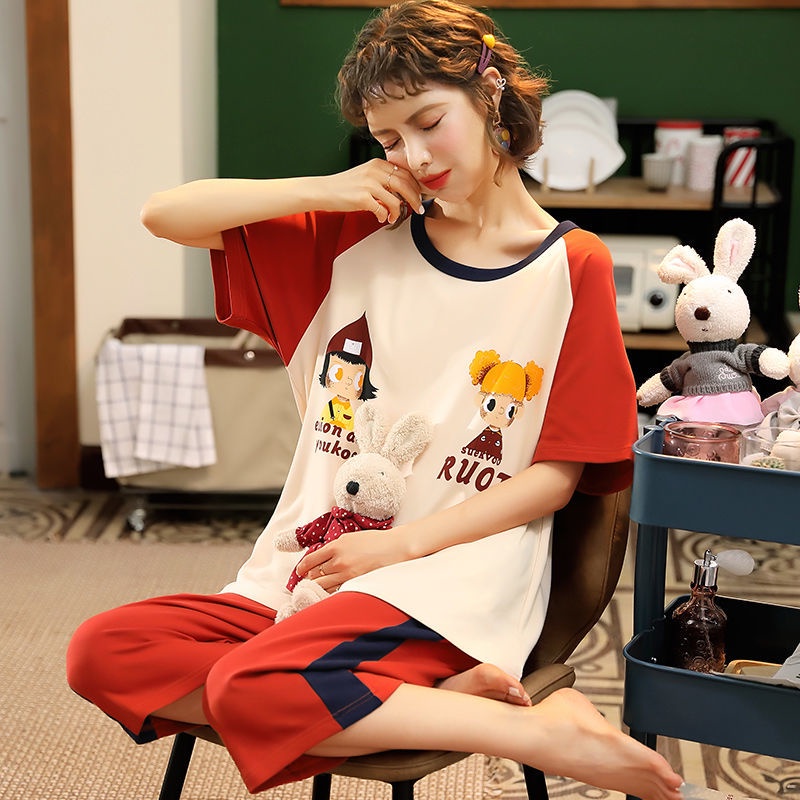 Đồ ngủ cotton tay ngắn plus size 10-110-115kg cỡ lớn 5xl-6xl