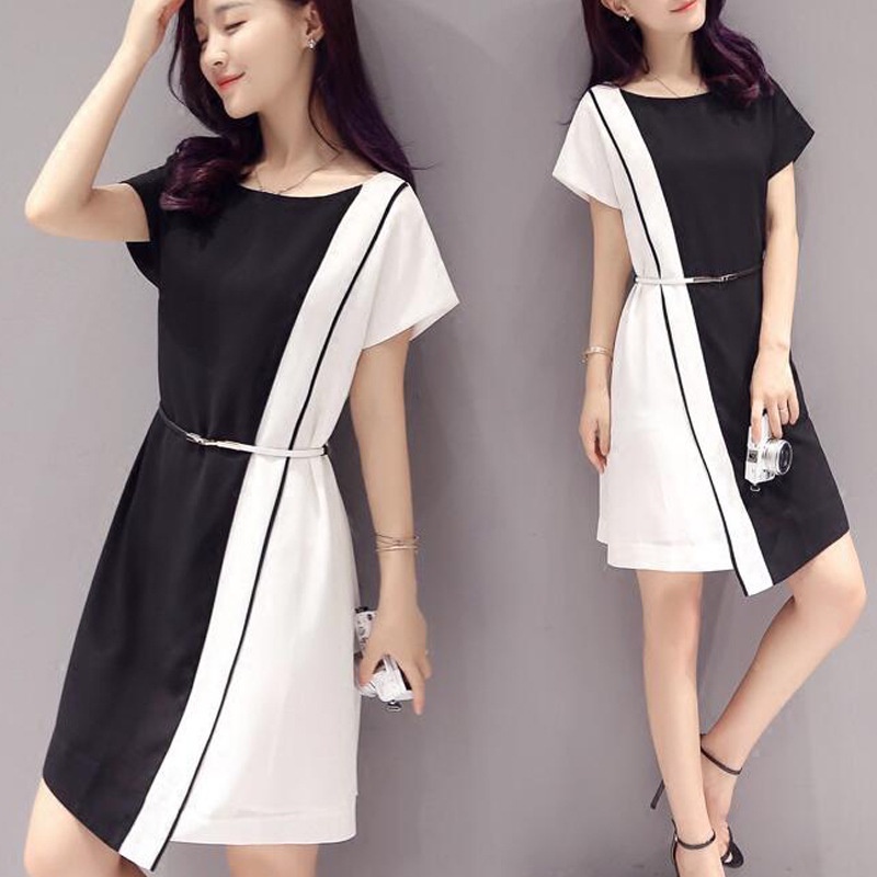Váy nữ Quảng Châu, đầm nữ phối đen trắng cá tính