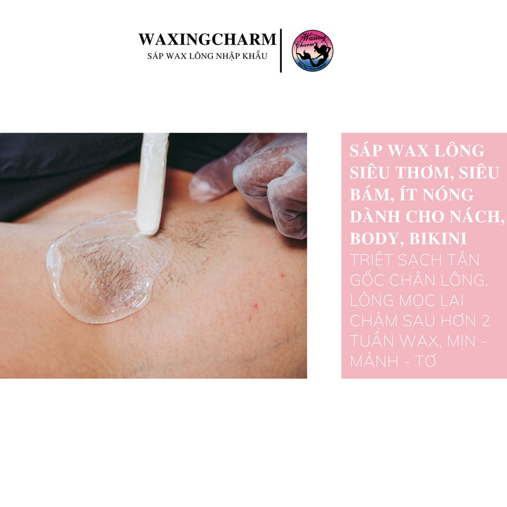 500gr Sáp Wax Lông Nóng Hard Wax Beans Nhiệt độ thấp Waxingcharm Dành Cho Mặt, Nách, Body, Bikini Tặng Que Wax