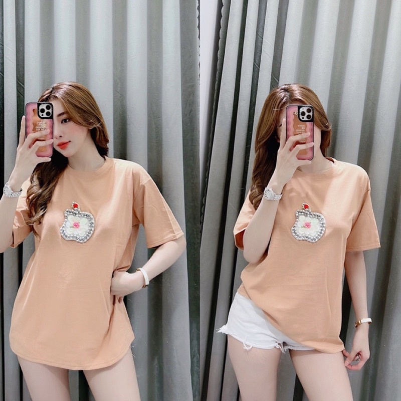 Áo thun đính hạt form rộng oversize