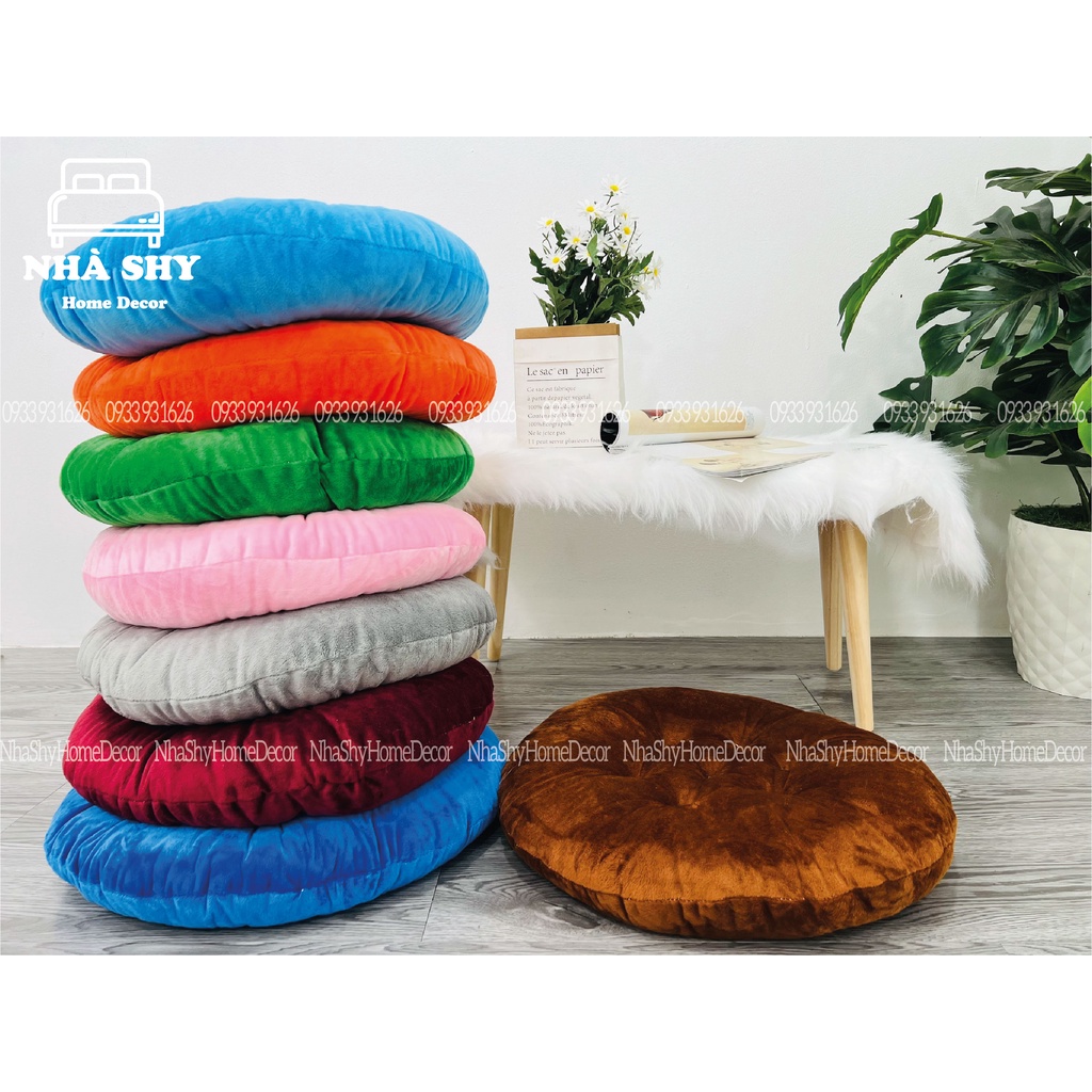 Đệm ngồi bệt tròn, nệm lót ghế tròn Size 40x40cm chất nỉ nhung