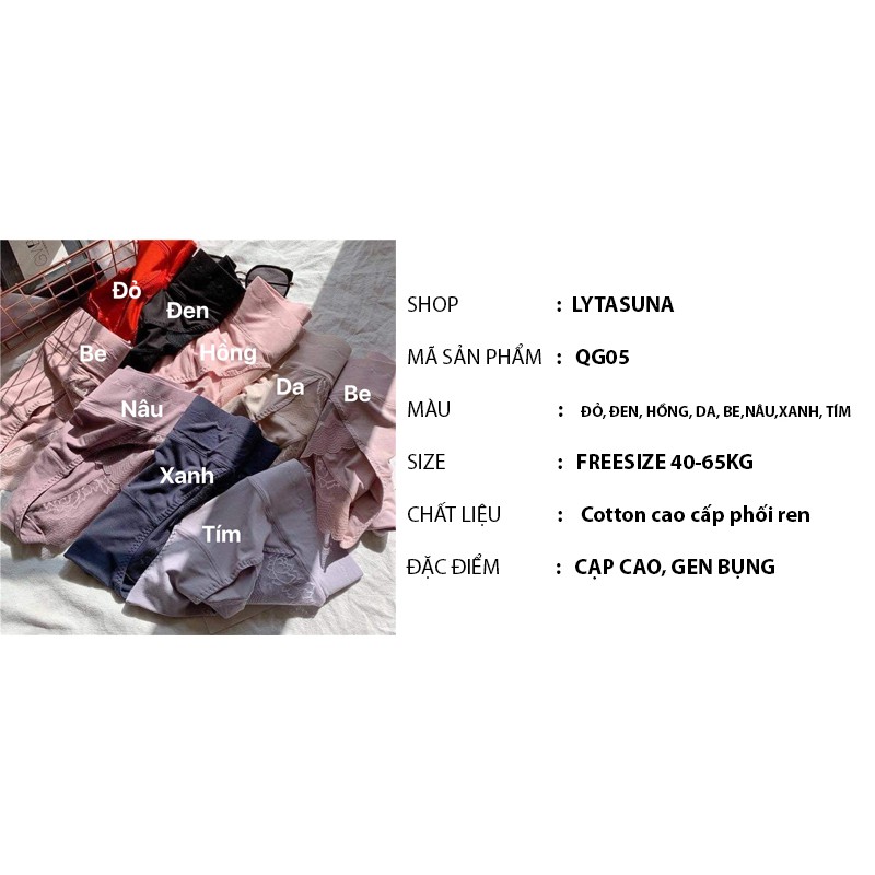 Quần lót nữ cotton phối ren CẠP CAO - NÂNG MÔNG - GEN BỤNG ko hằn mỡ, kháng khuẩn QG05 | BigBuy360 - bigbuy360.vn
