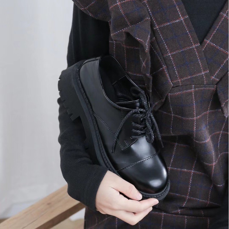 ẢNH THẬT CÓ SẴN Giày Oxford Nữ Mũi Tròn da mềm cao cấp fullbox hà nội oxfords đế 5cm 5p răng cưa da trơn lì mịn 0225 | BigBuy360 - bigbuy360.vn