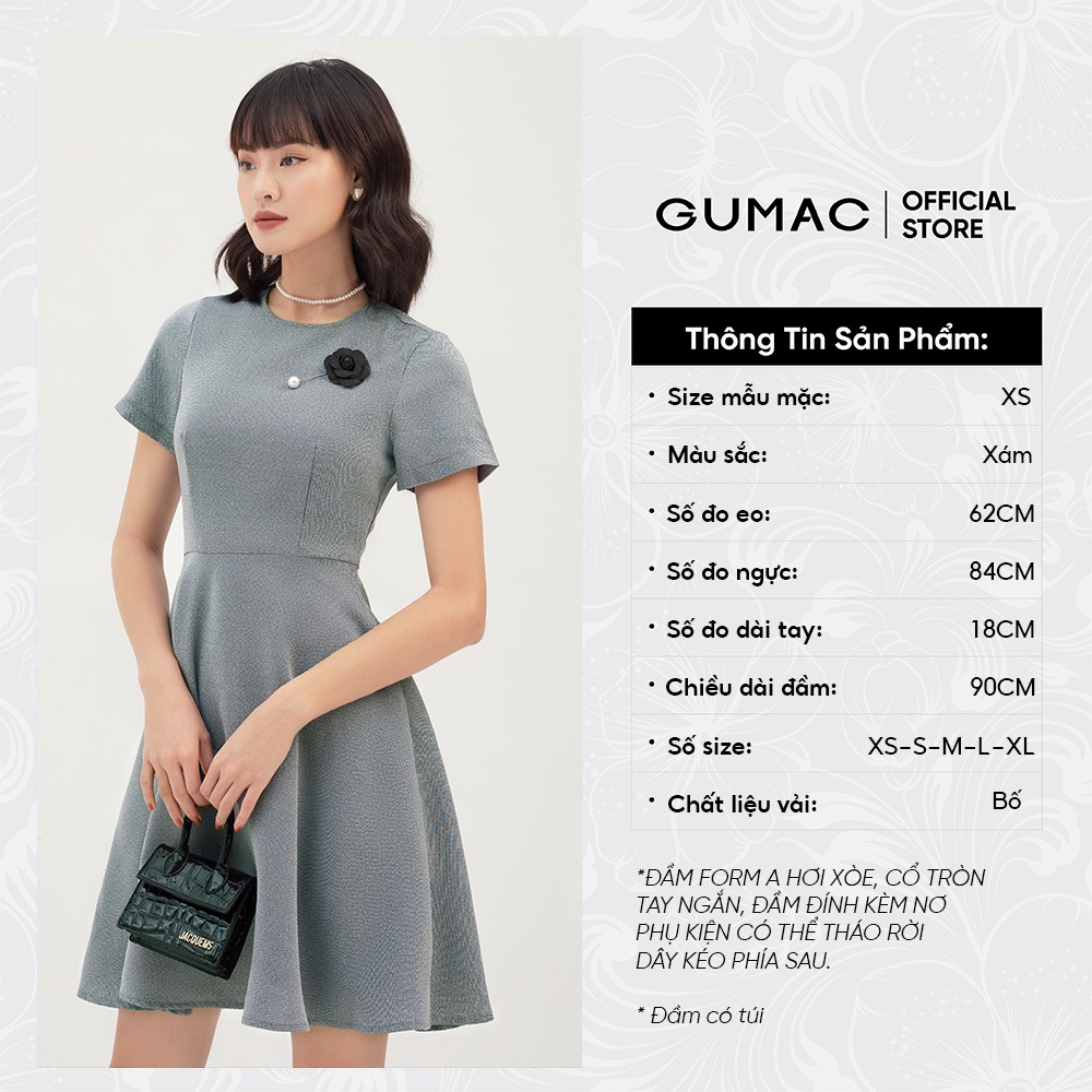 [Mã MABR07062 giảm 8% tối đa 50K đơn từ 249K] Đầm body nữ phối phụ kiện GUMAC thiết kế trẻ trung, cá tính màu xám DB391 | BigBuy360 - bigbuy360.vn