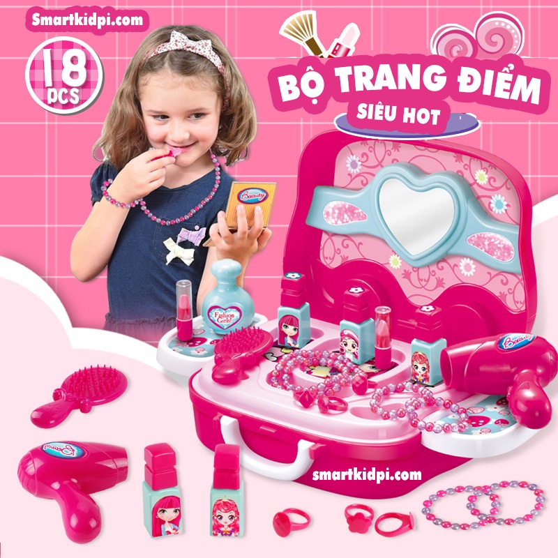 - Đồ chơi trang điểm có bánh xe siêu xinh, đồ chơi trang điểm bé gái
