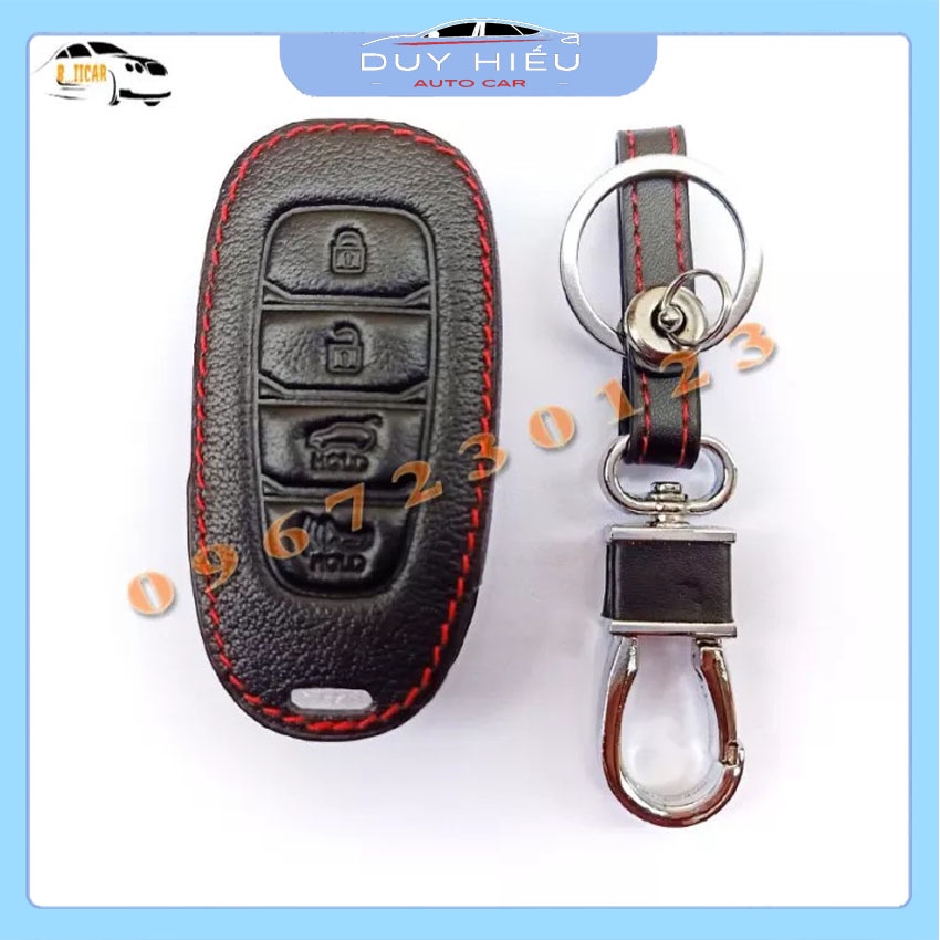 Bao da, ốp móc chìa khóa HYUNDAI ACCENT 2021 4 NÚT cam kết da thật siêu bền, có logo kim loại nổi