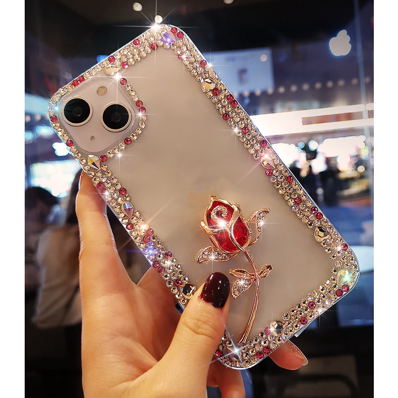 Ốp Điện Thoại tpu Mềm Trong Suốt Đính Đá Lấp Lánh Cho iphone 15 11 12 13 14 pro max 7 8 plus x xr xs max