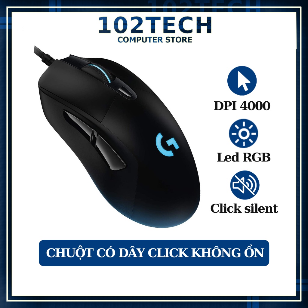 Chuột máy tính có dây Logitech G407 click không ồn, chuyên game, led RGB đẹp, nhanh và chính xác