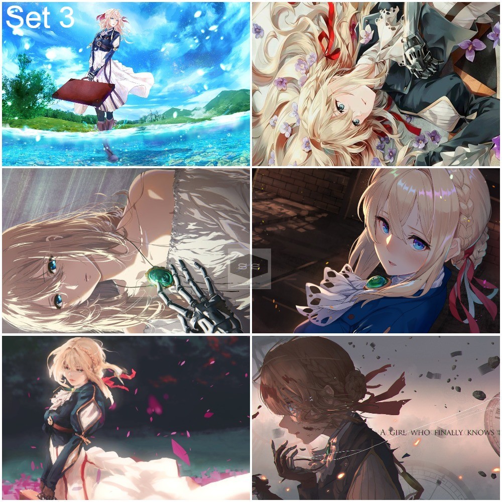 Bộ 6 Áp phích - Poster Anime Violet Evergarden - Búp Bê Ký Ức (bóc dán) - A3,A4,A5