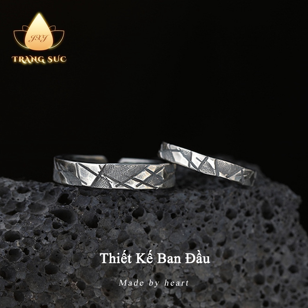 Nhẫn đôi Nhẫn cặp Nam nữ Thiết kế ban đầu Mạ bạc Làm bằng tay Cổ điển Màu bạc Quà tặng Hoa văn Làm như cũ NH-226