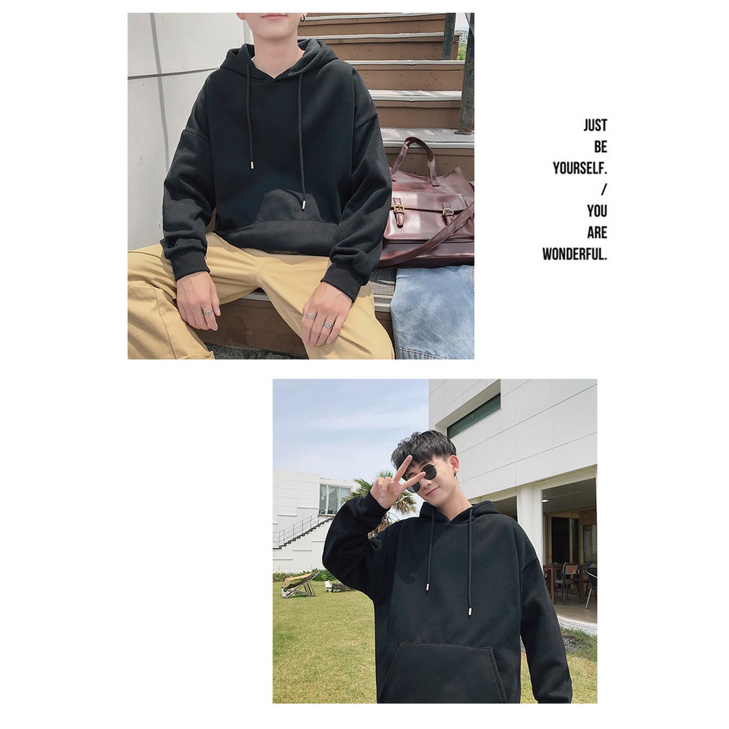 ÁO NỈ HOODIE NAM NỮ ĐÔI / CẶP TRƠN ĐEN ĐẸP | BigBuy360 - bigbuy360.vn