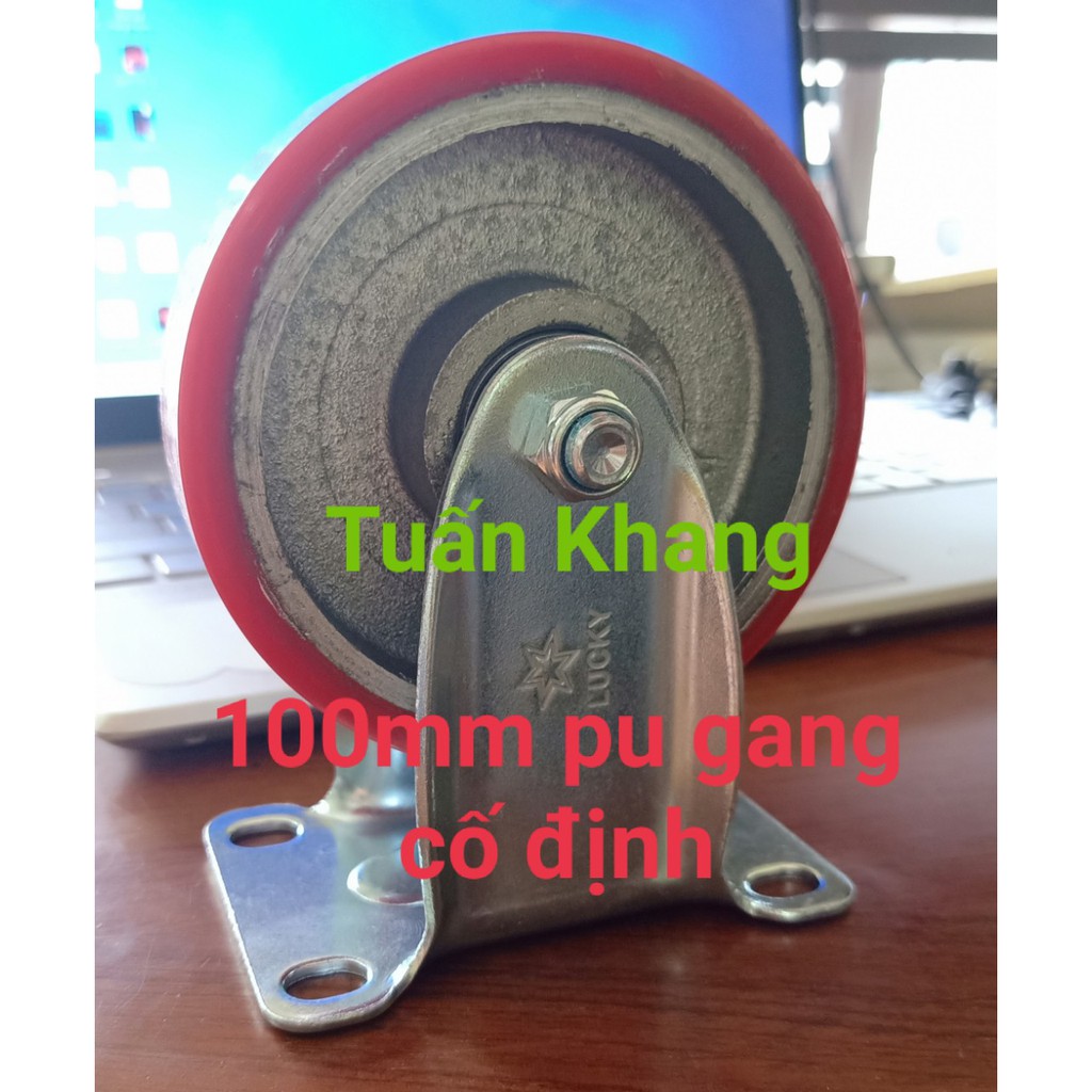 Bánh xe 100mm pu gang chịu tải tốt