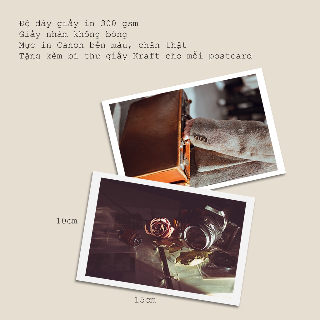 Postcard, Thiệp trang trí, quà tặng lựu niệm chủ đề Vintage - P1, Kích thước 10x15, Tặng kèm bì thư giấy Kraft