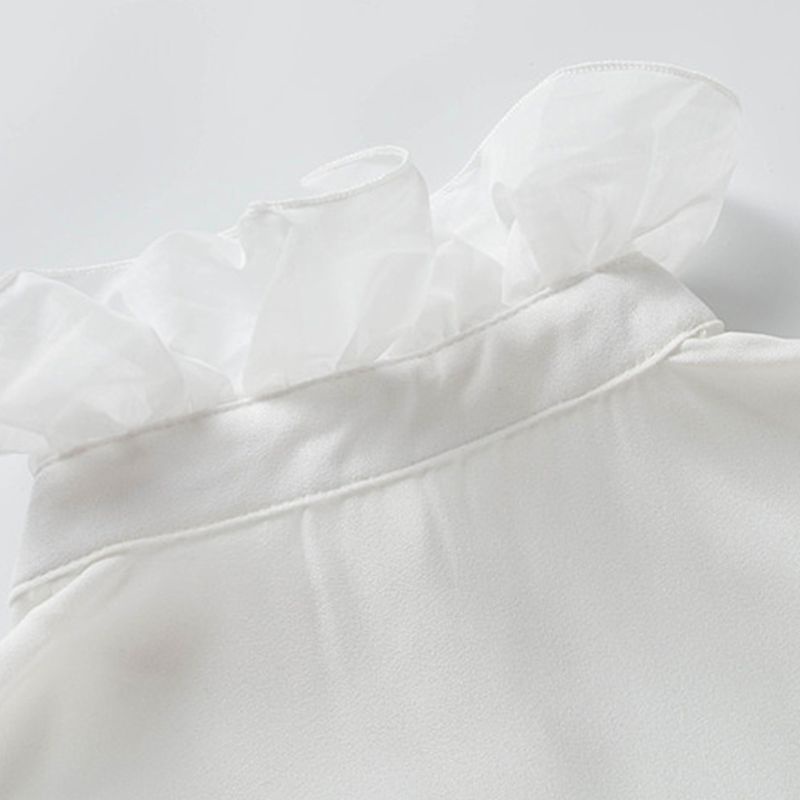 Yoioi Cổ Áo Giả Nhún Bèo Màu Trơn Kiểu Công Chúa Hàn Quốc Ngọt Ngào Cho Nữ