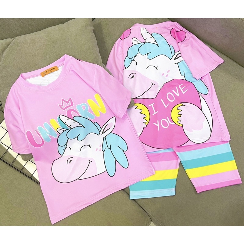 Combo 5 Đồ bộ ngố bé gái size đại vải thun lạnh 3D 4 chiều Jennie kids J472