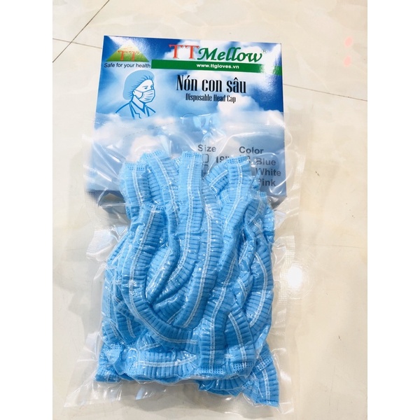 (LOẠI TỐT CÓ HỘP) Nón Y TẾ con sâu,nón trùm tóc con sâu, bao tóc nón giấy y tế, bao tóc trùm đầu