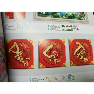 tranh đính đá thư pháp phúc lộc thọ kt 150x50cm