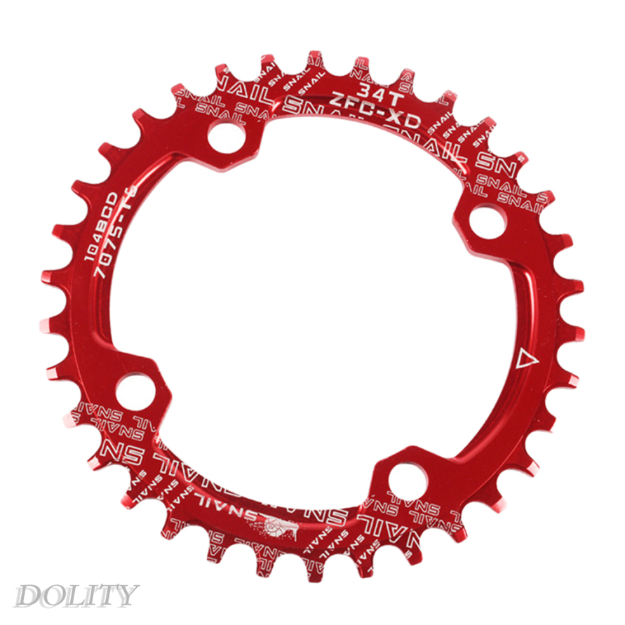 [DOLITY]Bike Chainring 104 BCD Single Speed Chain Ring 32T 34T 36T 38T Red  32T