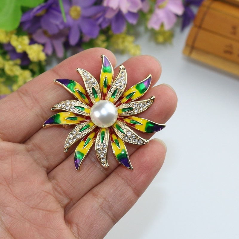 Ghim cài áo hình hoa hướng dương đính đá thời trang cho nữ