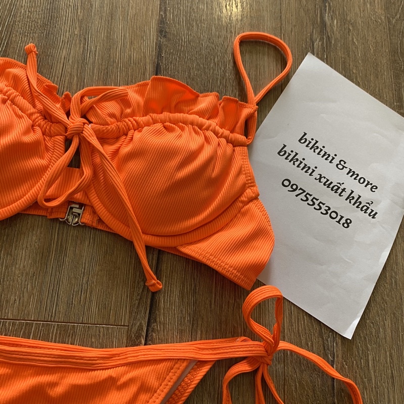 [BKN1344] <ÂU> SET BIKINI CAM/NÂU ĐỎ VẢI GÂN BÈO NGỰC (CÓ GỌNG) | BigBuy360 - bigbuy360.vn