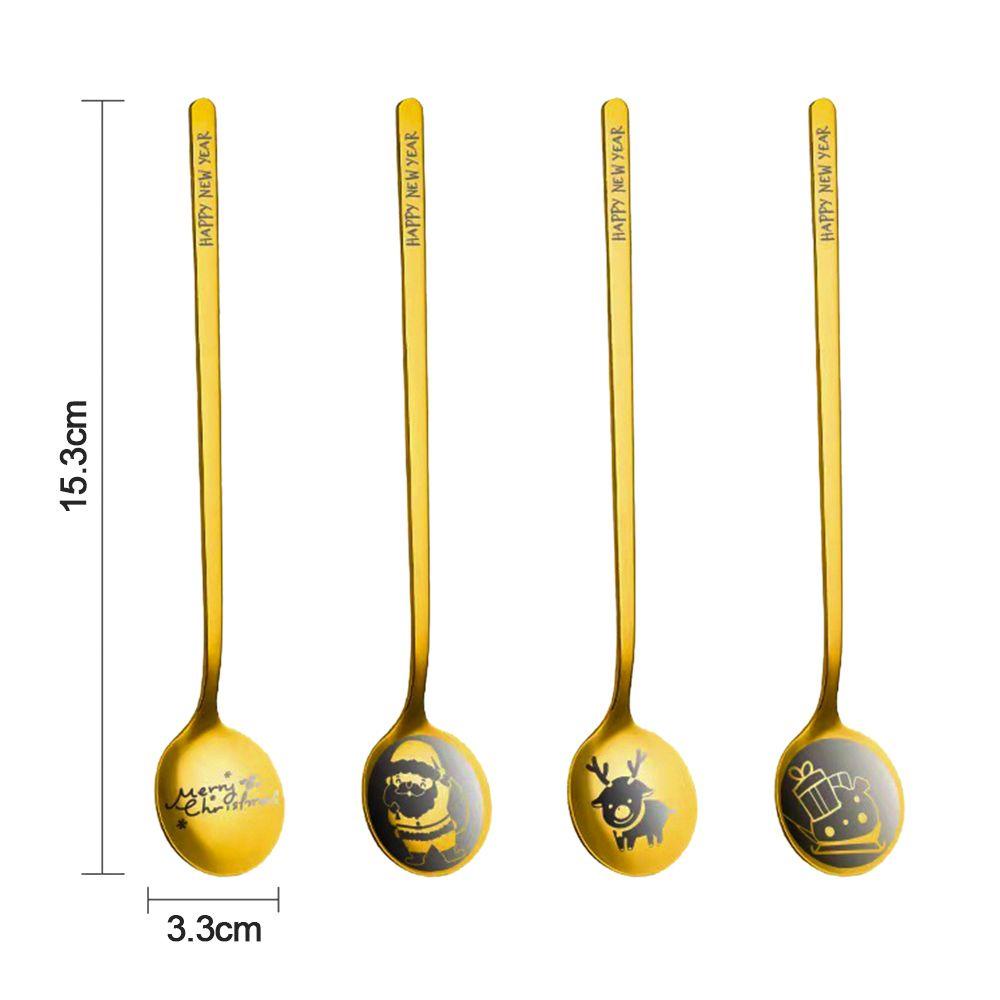 FOREVER Bộ Muỗng Nĩa Bằng Thép Không Gỉ Họa Tiết Giáng Sinh