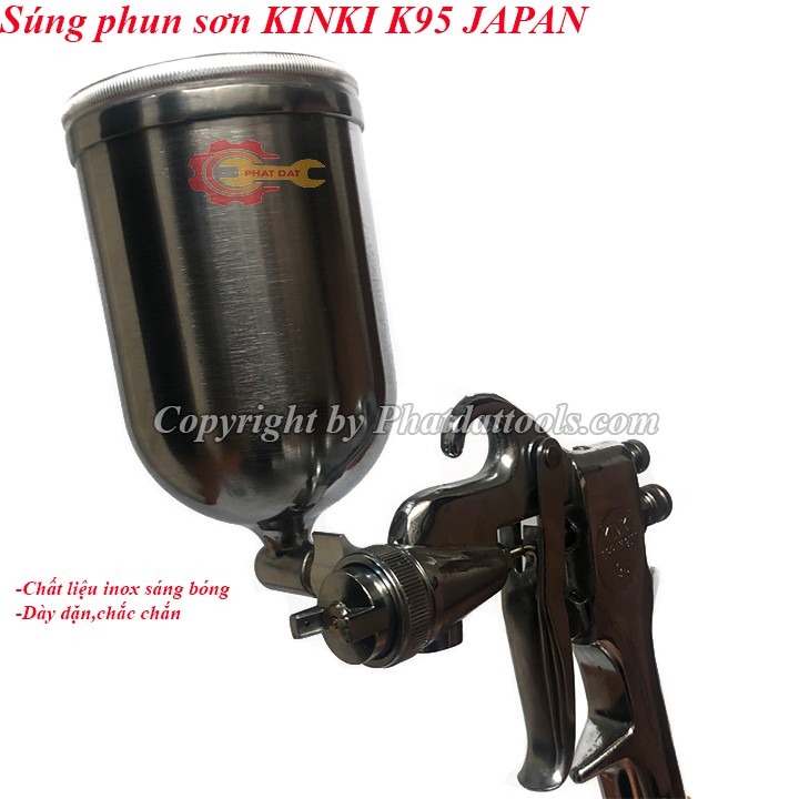 Súng phun sơn KINKI K95 Hàng Cao Cấp Thương Hiệu Nhật Bản Làm Bằng Thép Cao Cấp Chống Gỉ Dung Tích 400ml lỗ phun 1.5mm