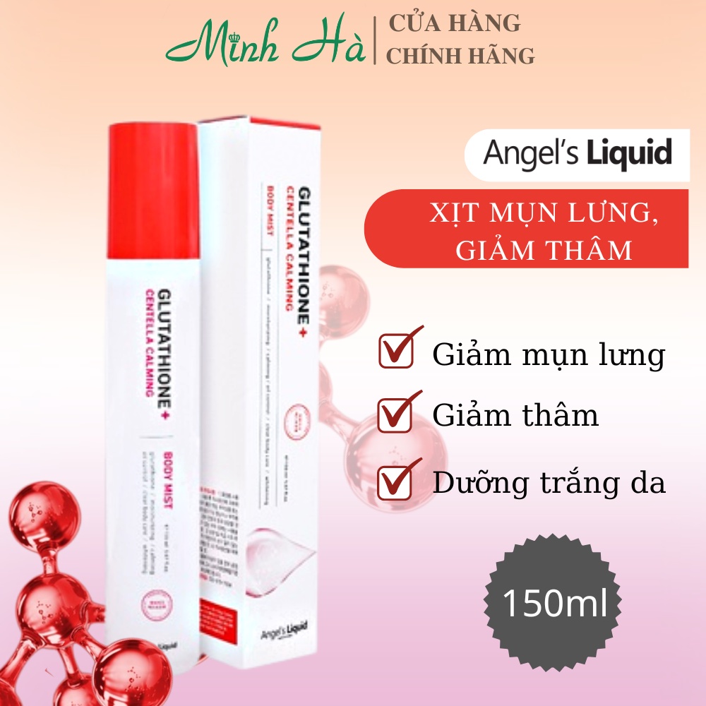 Xịt giảm mụn lưng Angel's Liquid Glutathione Plus Centella Calming Body Mist 150ml giảm mụn ở lưng, mờ thâm, sáng da.