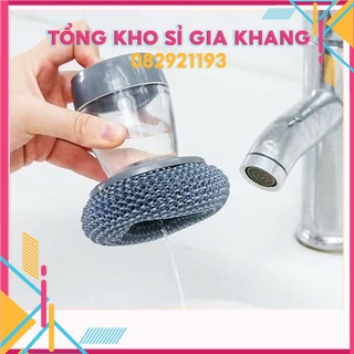 sp545 Dụng cụ cọ rửa xoong nồi có bình đựng xà phòng tiện lợi an toàn cho da tay