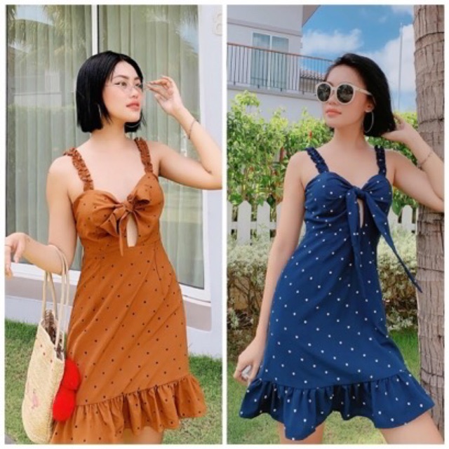 VÁY CHÂM BI CỘT NƠ NGỤC ĐI BIỂN