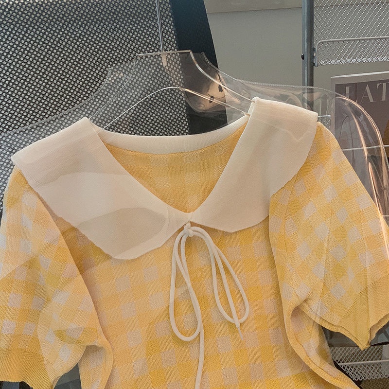 Áo Thun Dệt Kim Tay Ngắn Cổ Polo Họa Tiết Kẻ Sọc Thời Trang Mùa Hè Mới Dành Cho Nữ