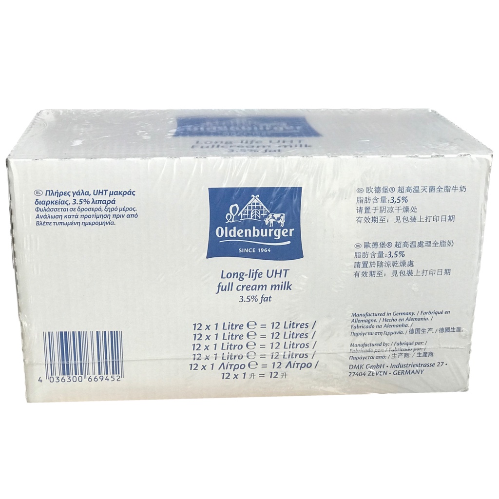 Thùng 12 Sữa Oldenburger 1L - Sữa Tươi Nguyên Kem - Sữa Đức