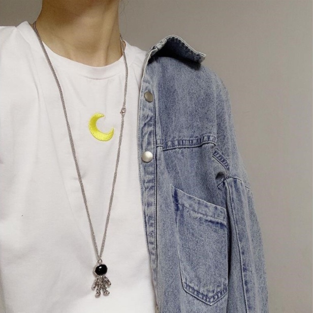 Mới Vòng cổ Mặt Phi Hành Gia Nhỏ Cho Cặp Đôi