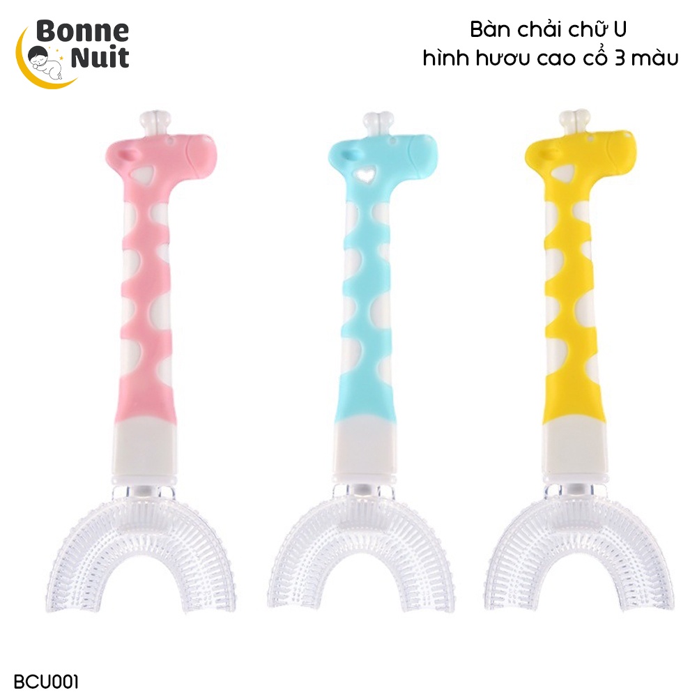 [Rẻ vô địch]  Bàn chải chữ U bằng silicone cao cấp hình hươu cao cổ cho bé