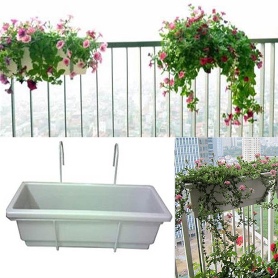 Combo Chậu và giá treo 48x20x16 chậu trồng cây trồng hoa, giá sắt khung sắt treo ban công lan can