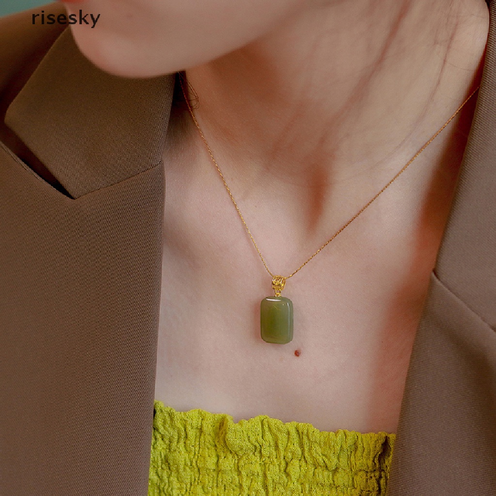 Vòng cổ Mặt Đá Ngọc Bích Hetian Thời Trang Cho Nữ ♨Trên đó