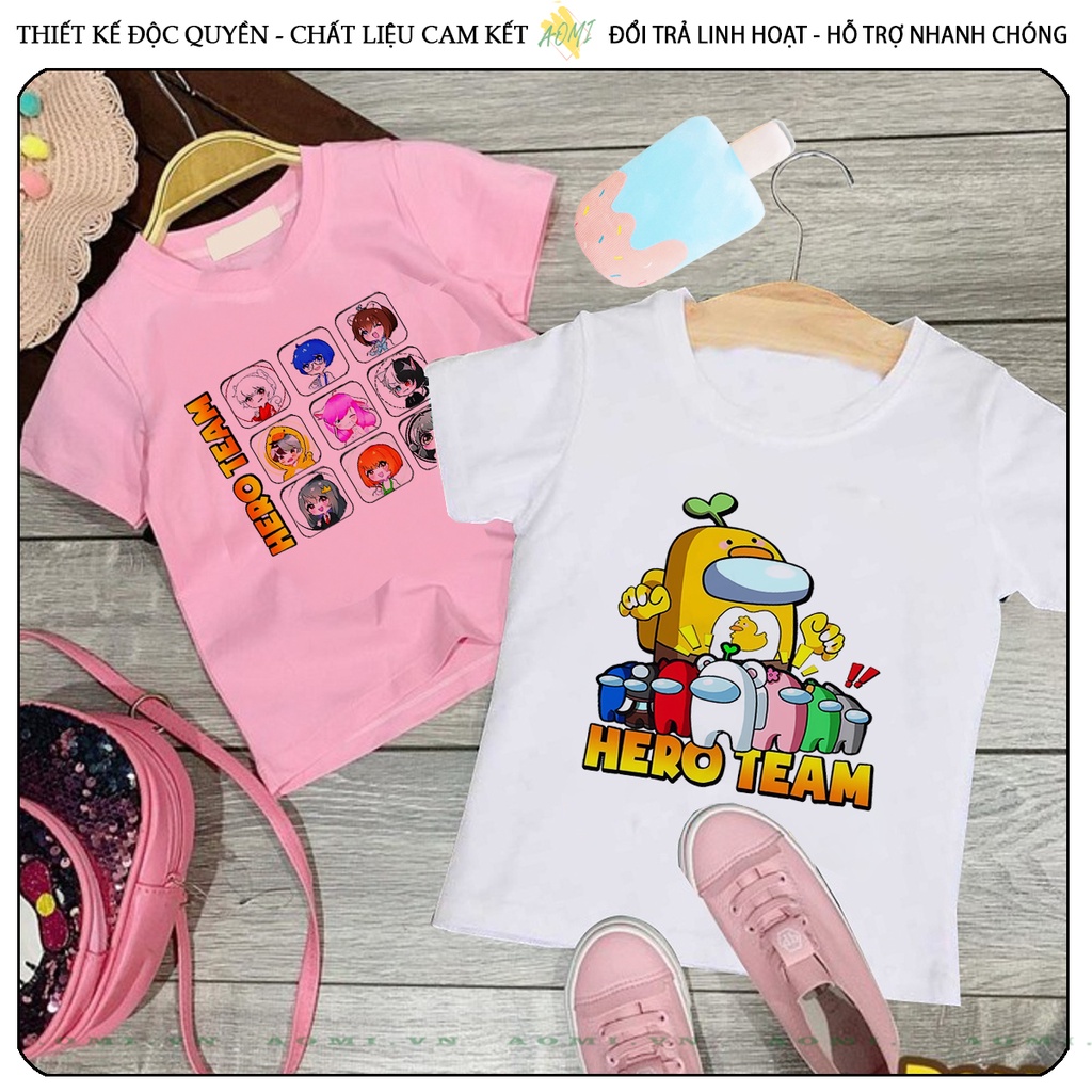 ÁO THUN HERO TEAM TRẮNG PHÔNG NAM NỮ GIA ĐÌNH CẶP ĐÔI CÓ SIZE TRẺ EM CHO BÉ TRAI GÁI AOMIVN