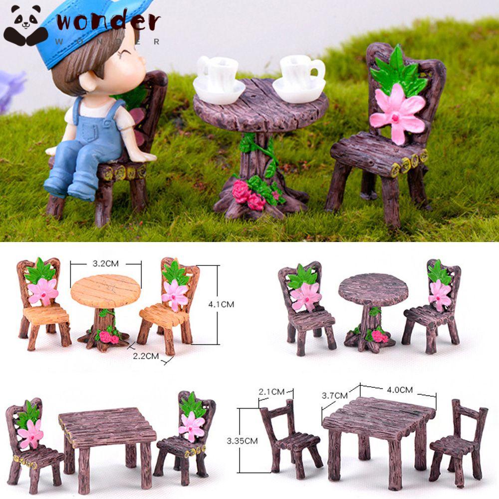 Set 3 mô hình bàn ghế mini thu nhỏ trang trí đáng yêu