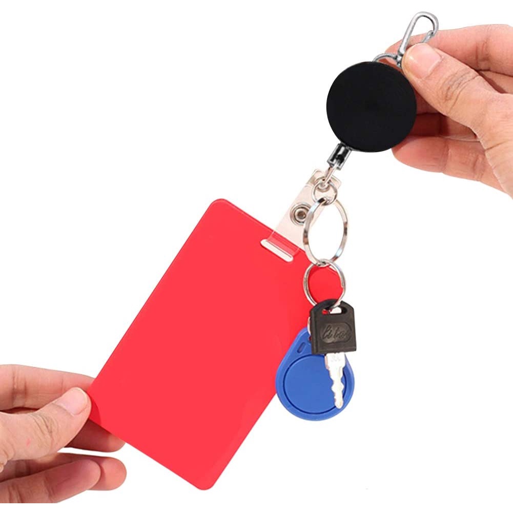 Móc giữ thẻ bằng thép chịu lực nặng với dây kéo dài 23.6in màu đen độc đáo