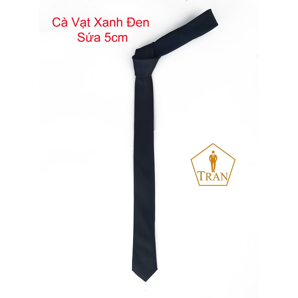 Cà Vạt, Caravat Xanh, Xanh Đen Nam Cao Cấp 5, 8cm Tự Thắt, Thắt Sẵn.