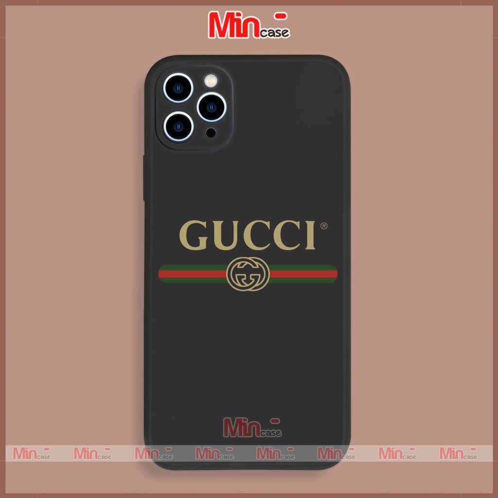 Ốp lưng điện thoại iPhone Gucci cạnh viền vuông silicon dẻo bảo vệ camera ip 6/6s/7/8/X/XS/XR/11/12/13/14 Pro Plus Max