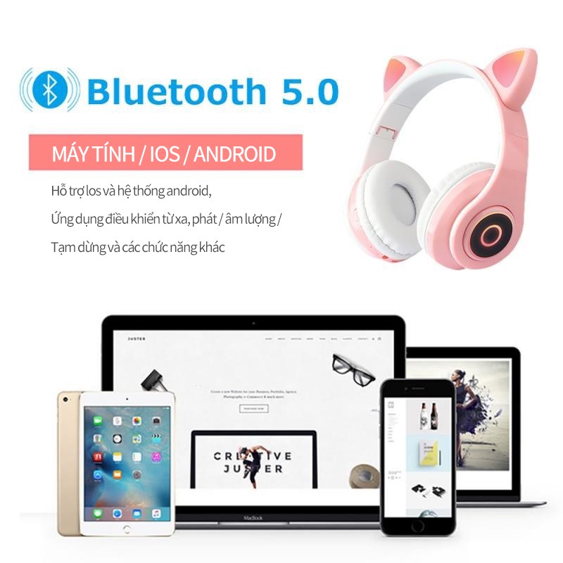 Tai Nghe Chụp Tai Bluetooth 5.0 Không Dây Âm Thanh Sống Động Chất Lượng Cao