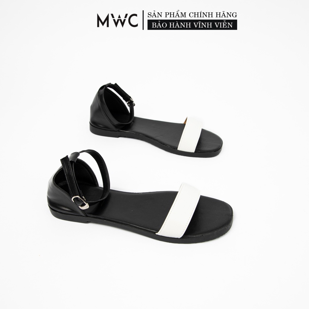 Giày Sandal Nữ MWC Đế Bệt Mũi Tròn Quai Ngang Basic NUSD- 2894