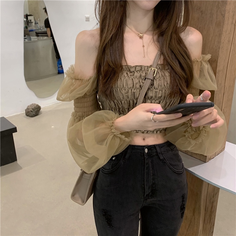 Áo Kiểu Trễ Vai Tay Dài Thiết Kế Quyến Rũ Thời Trang Mùa Hè